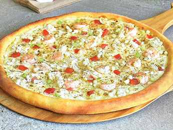Seafood Alfredo Pizza